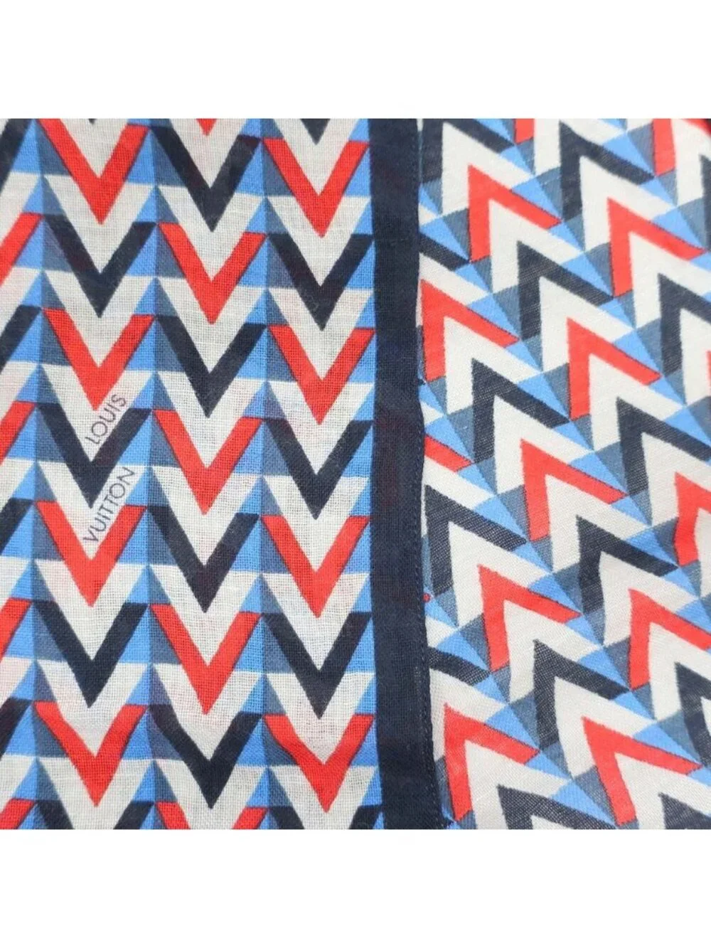 Louis Vuitton Ten Shawl Pattern Navy Cotton Hemp Scarf